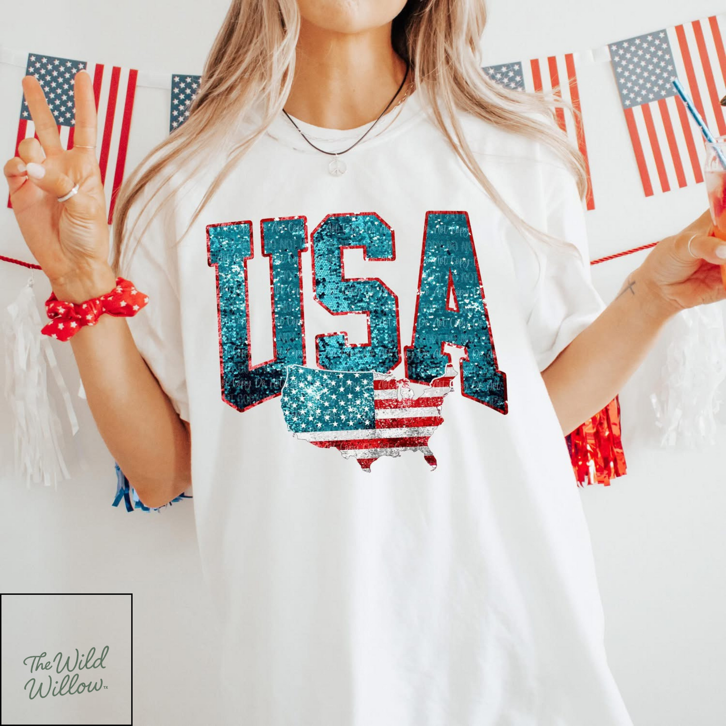 Faux Glitter USA Graphic
