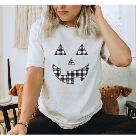 Checkered Jack-o-Lantern Face Graphic